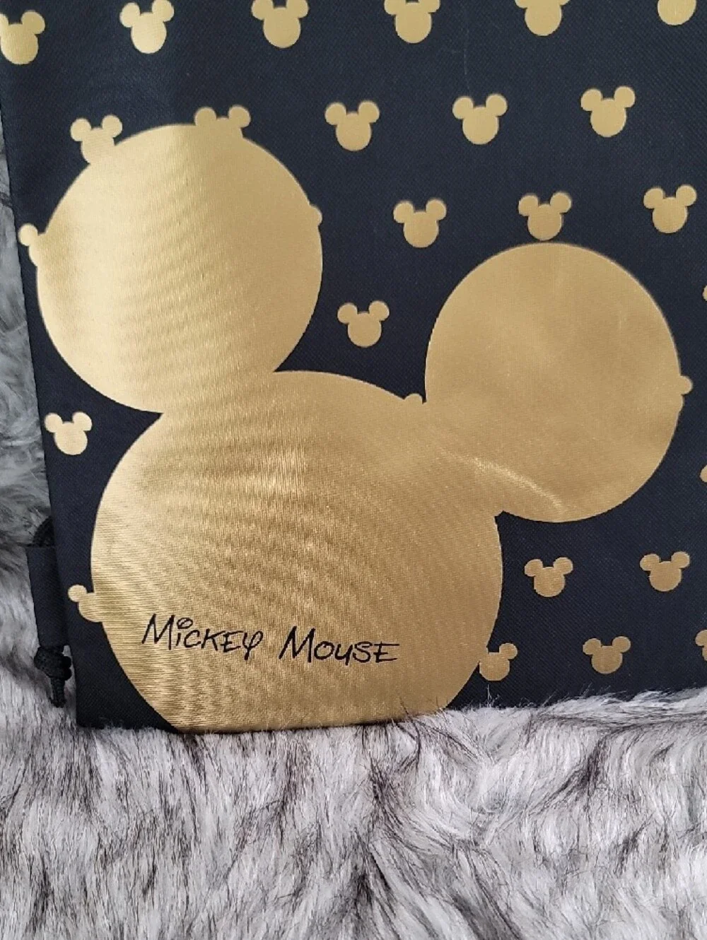 Disney Black and Gold Mickey Mouse Drawstring Backpack Bag